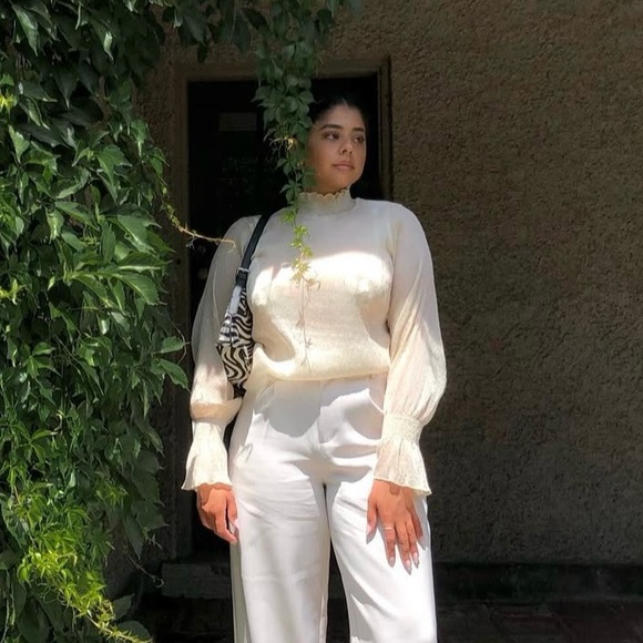 OAK + FORT Cream Sheer Blouse - Picture 2 of 5